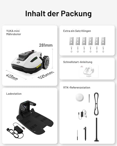 MAMMOTION YUKA Mini 500 Mähroboter ohne Begrenzungskabel, NetRTK & Vision, 500 m², 4G, Auto-Kartierung, für bis zu 50 % Steigung