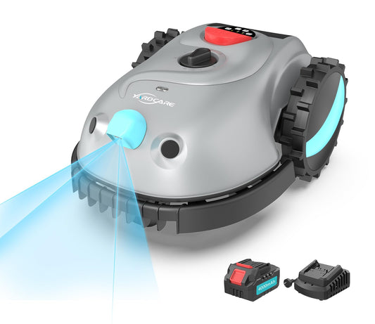 YARDCARE V100 Mähroboter ohne Begrenzungskabel, Vision Navigation, 150 Hinderniserkennung, für bis zu 150 m², mit Graskamm & Ersatzklingen