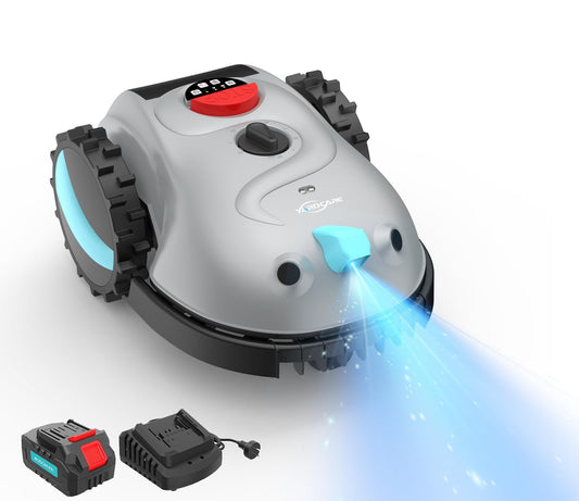 YARDCARE V100 Mähroboter ohne Begrenzungskabel, Vision-Navigation, 150-fache Hindernisvermeidung, 4 Ah Akku, mit Graskamm & Ersatzklingen