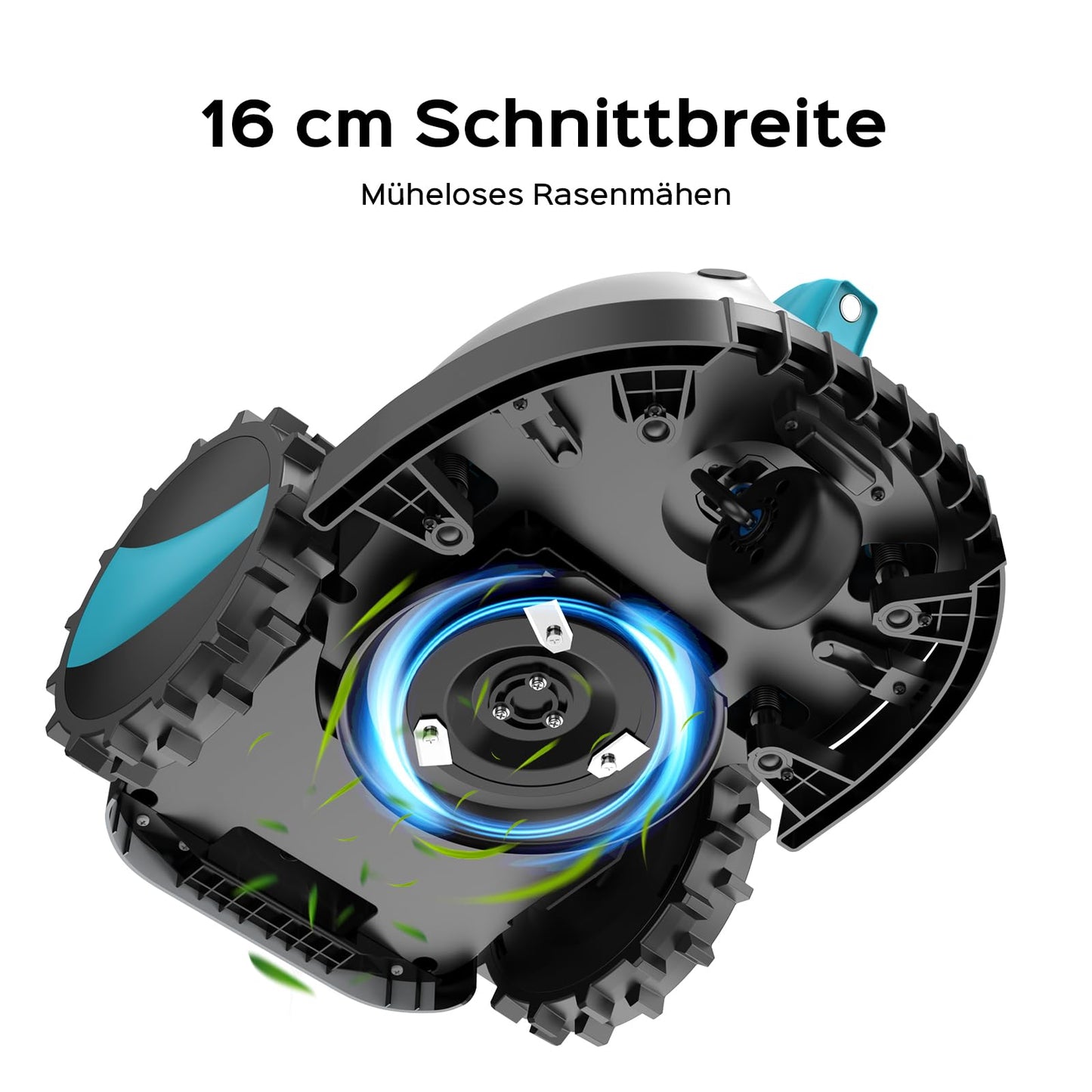 YARDCARE V100 Mähroboter ohne Begrenzungskabel, Vision Navigation, 150 Hinderniserkennung, für bis zu 150 m², mit Graskamm & Ersatzklingen