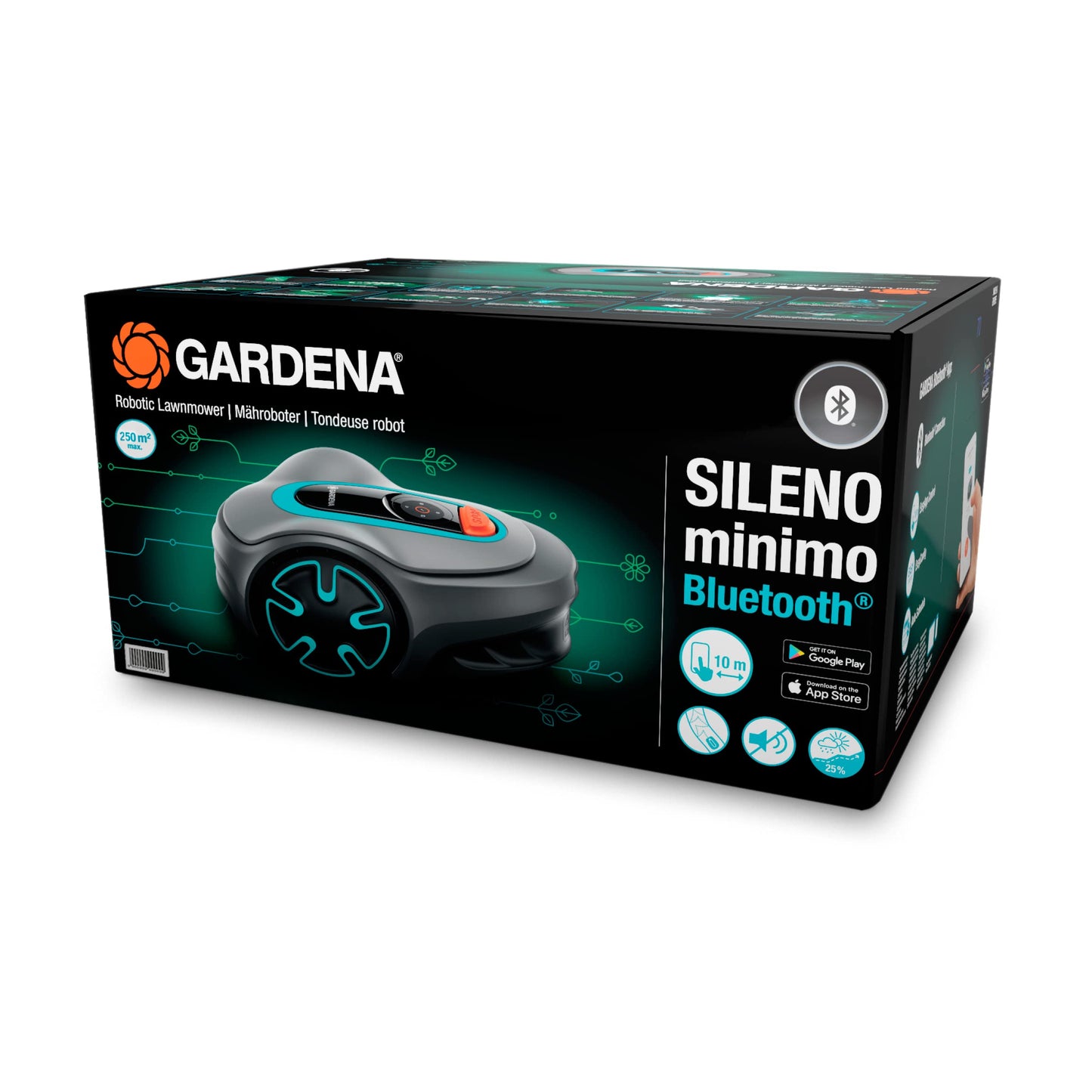 Gardena Mähroboter SILENO minimo 250 m² – leiser Rasenroboter mit Bluetooth App-Steuerung, programmierbar, DE-Version (15201-20)