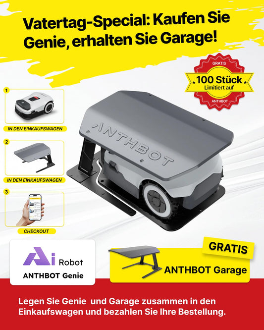 ANTHBOT Genie1000 KI Mähroboter ohne Begrenzungskabel, RTK & 4-Kamera-Vision, bis 2000 m², Mehrzonen-Management, Hindernisvermeidung