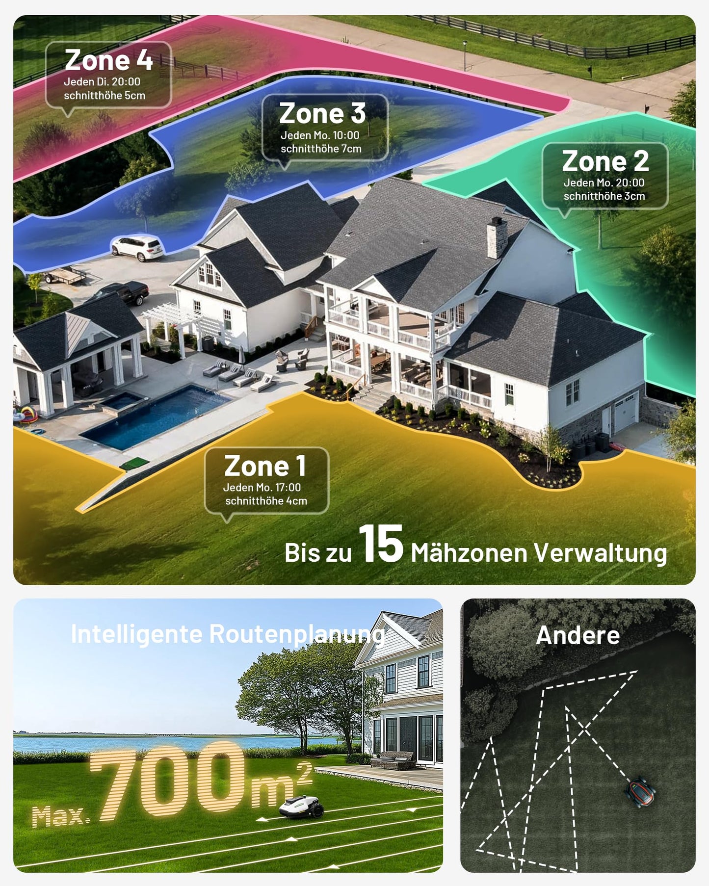 MAMMOTION YUKA Mini 500 Mähroboter ohne Begrenzungskabel, NetRTK & Vision, 500 m², 4G, Auto-Kartierung, für bis zu 50 % Steigung