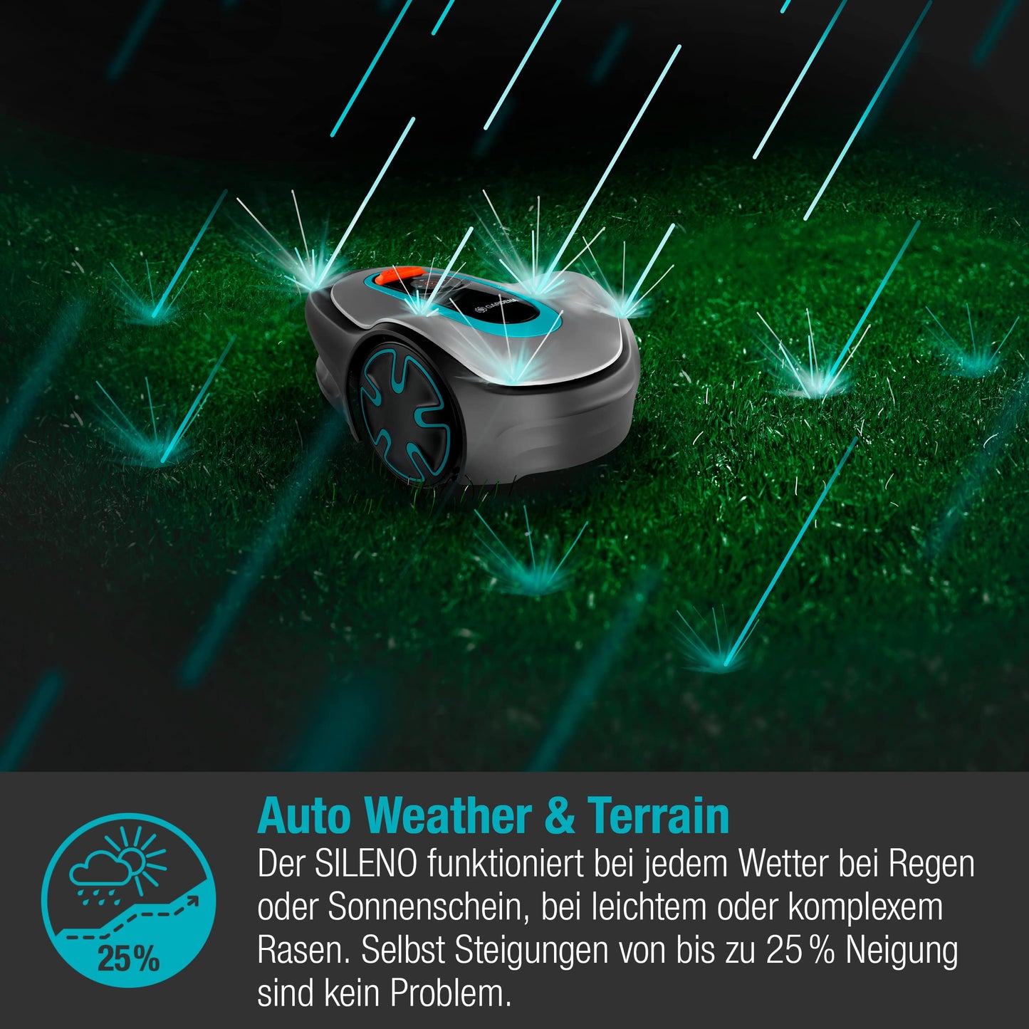 Gardena Mähroboter SILENO minimo 250 m² – leiser Rasenroboter mit Bluetooth App-Steuerung, programmierbar, DE-Version (15201-20)