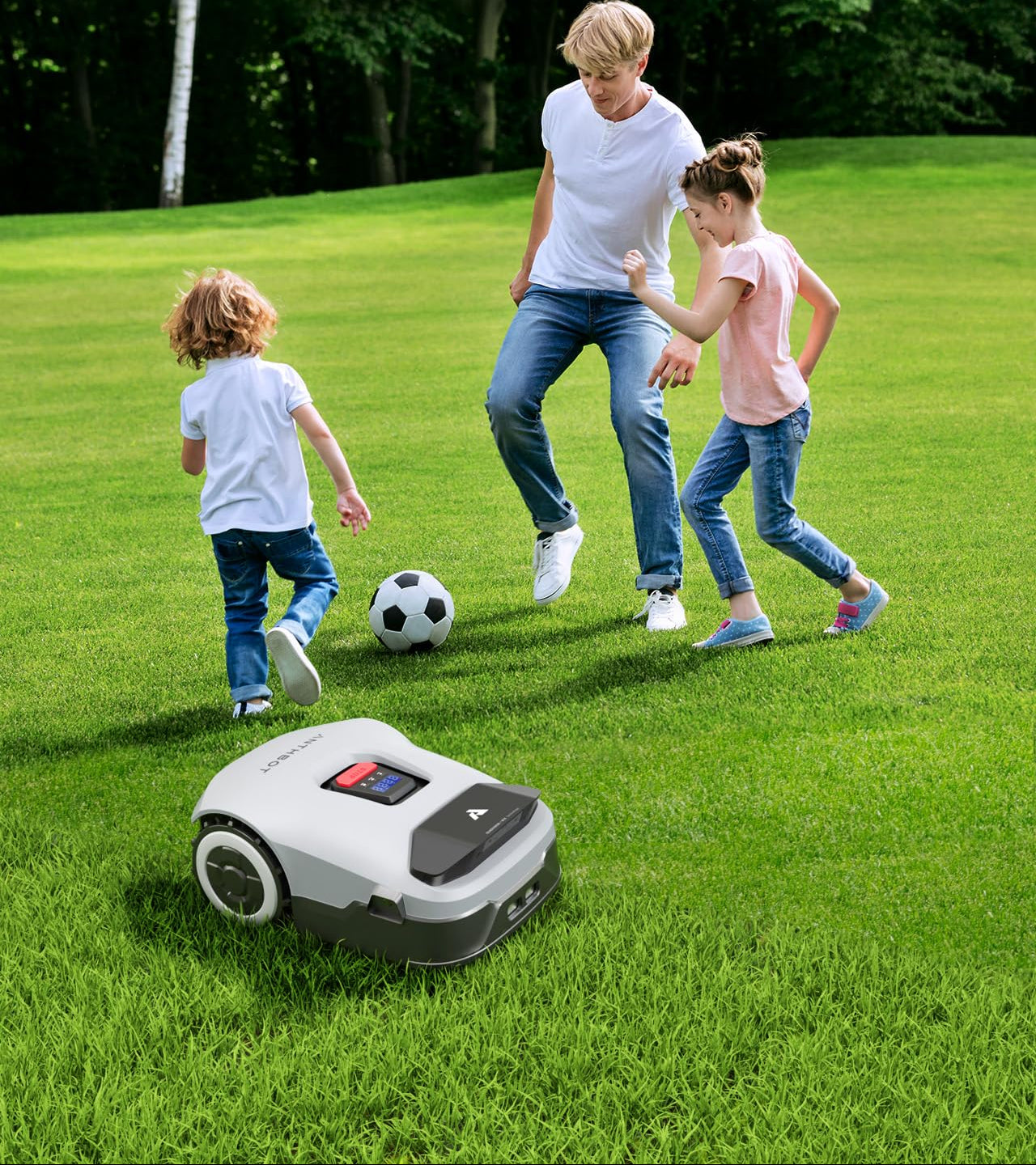 ANTHBOT Genie1000 KI Mähroboter ohne Begrenzungskabel, RTK & 4-Kamera-Vision, bis 2000 m², Mehrzonen-Management, Hindernisvermeidung