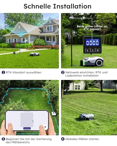 Mähroboter ohne Begrenzungskabel, für bis zu 800 m², mit GPS & V-SLAM 3D Vision, 300° Umgebungserfassung, intelligenter Rasenmähroboter