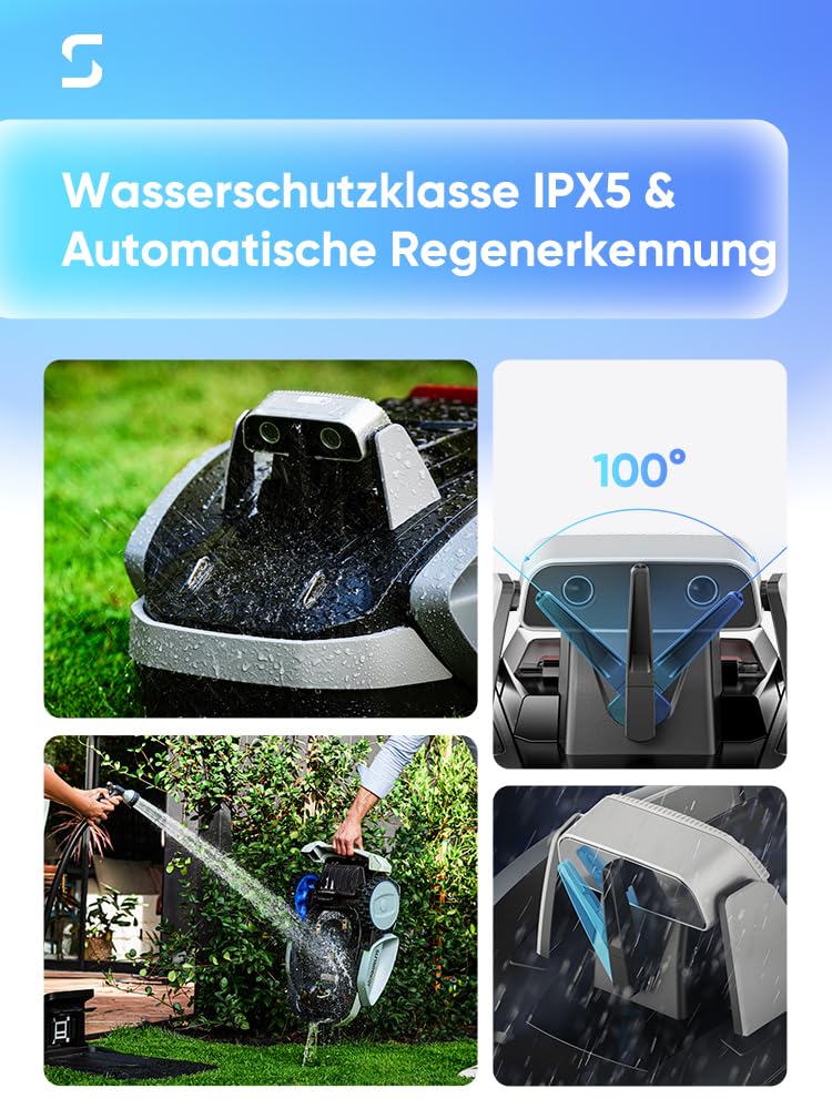 Sunseeker V3 Mähroboter ohne Begrenzungskabel, Vision AI Doppel-Auge, 600 m², 42 % Steigung, App-Steuerung, Rasenmäher mit One-Klick-Mähen