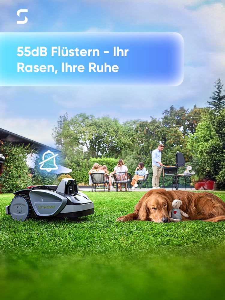 Sunseeker V3 Mähroboter ohne Begrenzungskabel, Vision AI Doppel-Auge, 600 m², 42 % Steigung, App-Steuerung, Rasenmäher mit One-Klick-Mähen