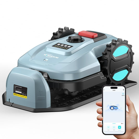 YARDCARE E400 Mähroboter mit App-Steuerung, für bis zu 400 m², leise <60 dB, mit Regensensor, Auto-Ladung, 18 cm Schnittbreite, 20–60 mm Höhe