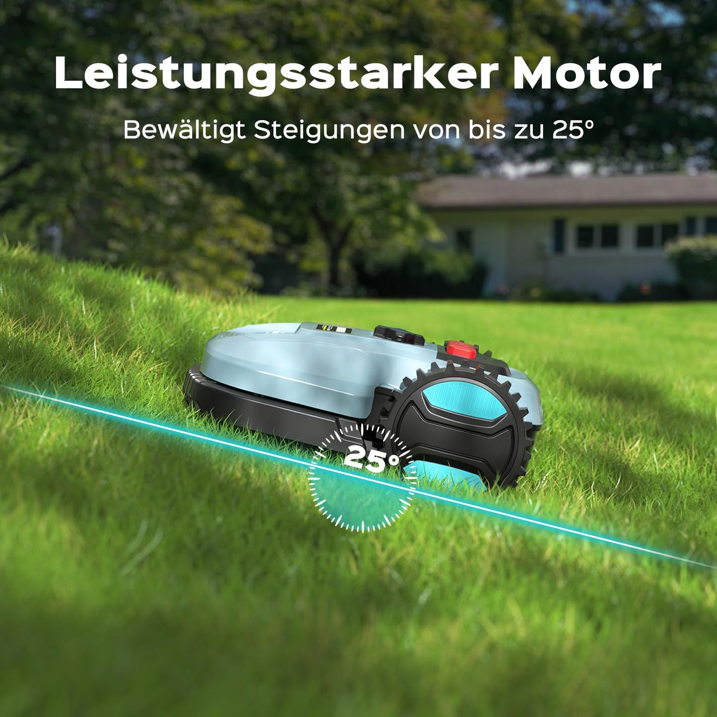 YARDCARE E400 Mähroboter mit App-Steuerung, für bis zu 400 m², leise <60 dB, mit Regensensor, Auto-Ladung, 18 cm Schnittbreite, 20–60 mm Höhe