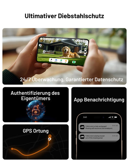 MAMMOTION YUKA Mini 500 Mähroboter ohne Begrenzungskabel, NetRTK & Vision, 500 m², 4G, Auto-Kartierung, für bis zu 50 % Steigung