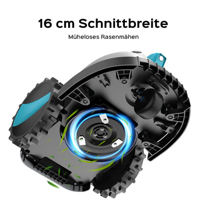YARDCARE V100 Mähroboter ohne Begrenzungskabel, Vision Navigation, 150 Hinderniserkennung, für bis zu 150 m², mit Graskamm & Ersatzklingen
