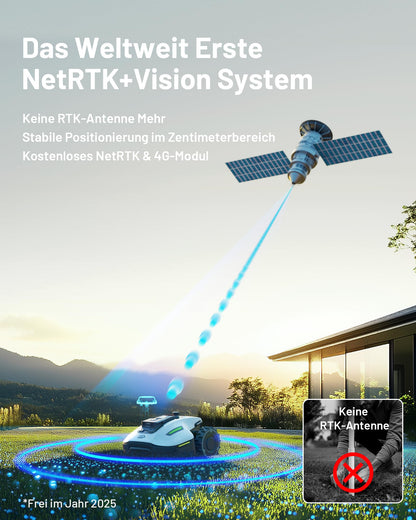 MAMMOTION YUKA Mini 500 Mähroboter ohne Begrenzungskabel, NetRTK & Vision, 500 m², 4G, Auto-Kartierung, für bis zu 50 % Steigung