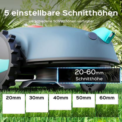 YARDCARE V100 Mähroboter ohne Begrenzungskabel, Vision-Navigation, 150 Hinderniserkennung, für bis zu 150 m², mit Graskamm & Ersatzklingen