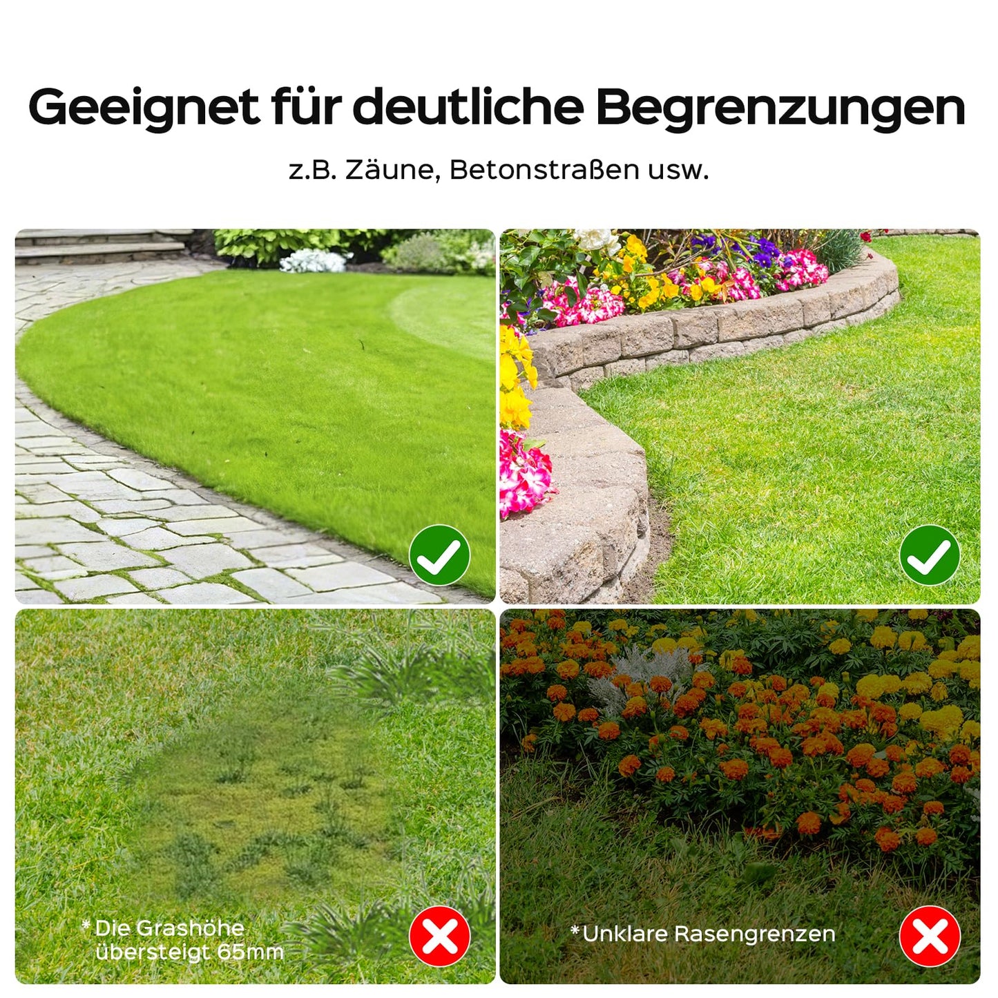YARDCARE V100 Mähroboter ohne Begrenzungskabel – Vision Navigation, 150 Hinderniserkennungen, für bis zu 150 m², inkl. Akku, Graskamm & Klingen