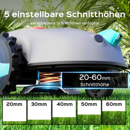 YARDCARE V100 Mähroboter ohne Begrenzungskabel, Vision Navigation, 150 Hinderniserkennung, für bis zu 150 m², mit Graskamm & Ersatzklingen