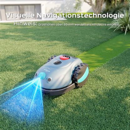 YARDCARE V100 Mähroboter ohne Begrenzungskabel, Vision-Navigation, 150 Hinderniserkennung, für bis zu 150 m², mit Graskamm & Ersatzklingen